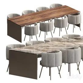 Linha Table And Torii Dining Armchair Minotti